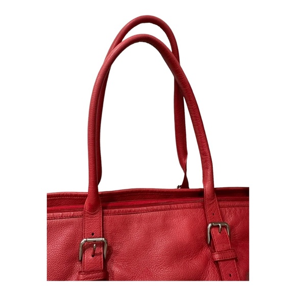 Levenger red leather large tote briefcase case - Picture 7 of 11